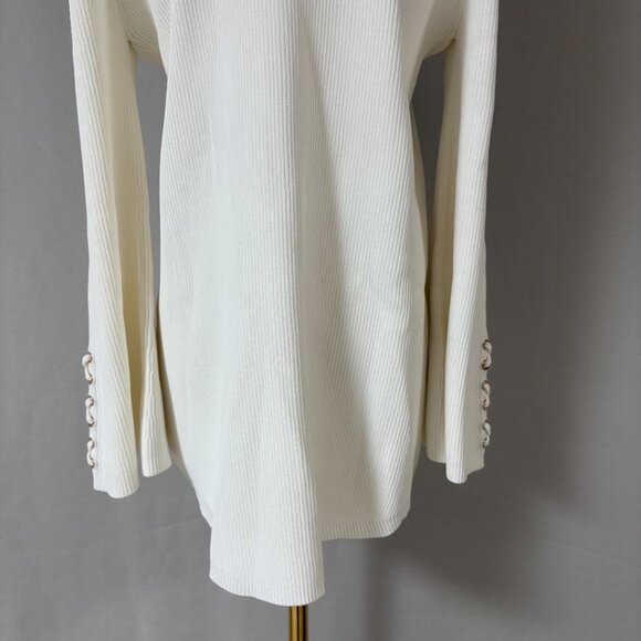 Camilla White Off-the-Shoulder Bell-Sleeve Knitted Jumper - Picture 11 of 12